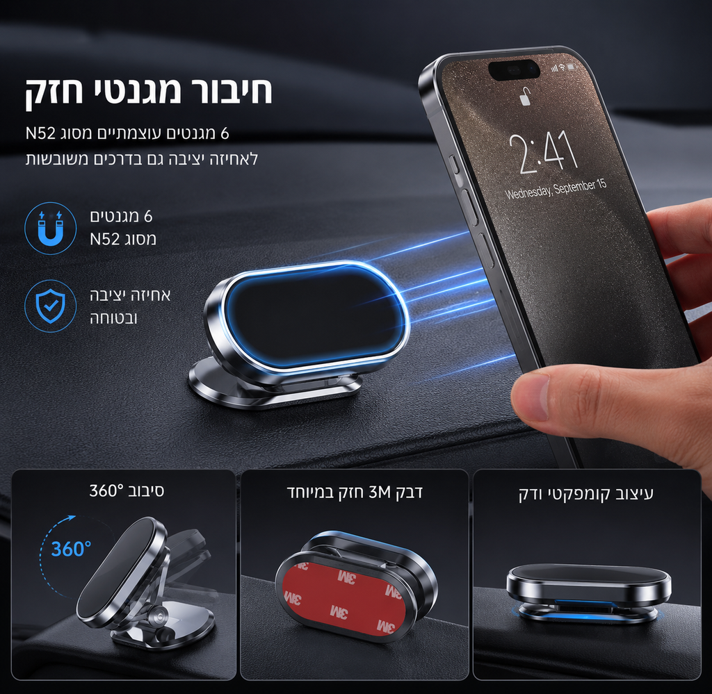 מעמד מגנטי לרכב לטלפון