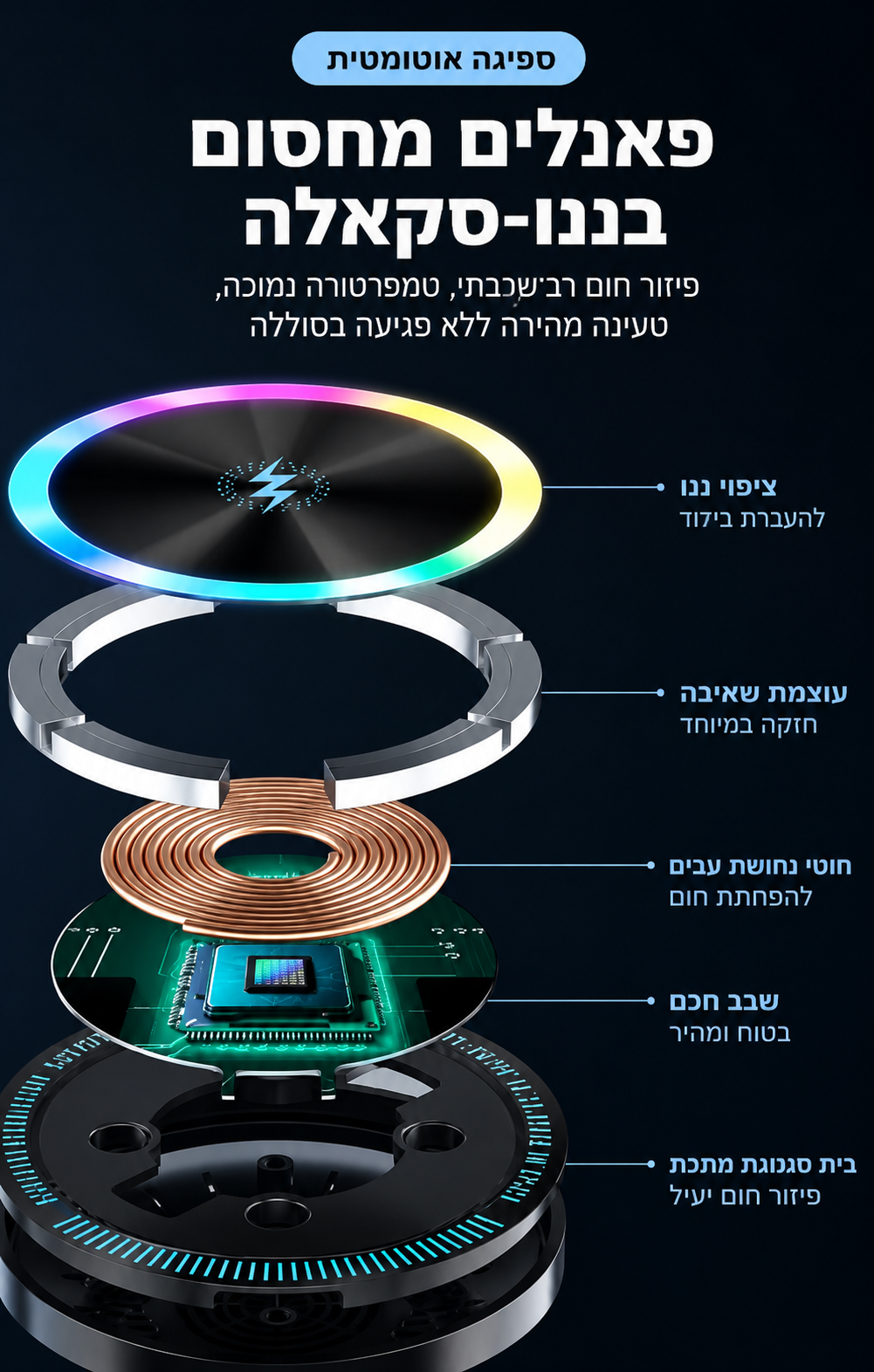 מטען מגנטי אלחוטי 15W לרכב