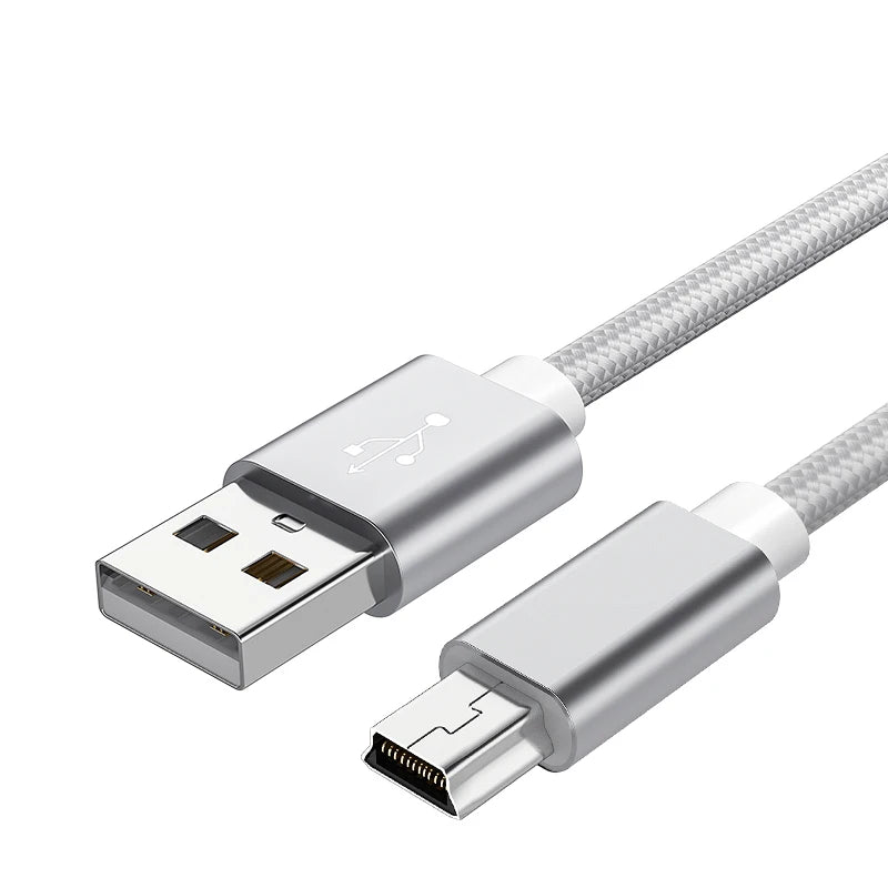 כבל Mini USB קלוע לטעינה והעברת נתונים