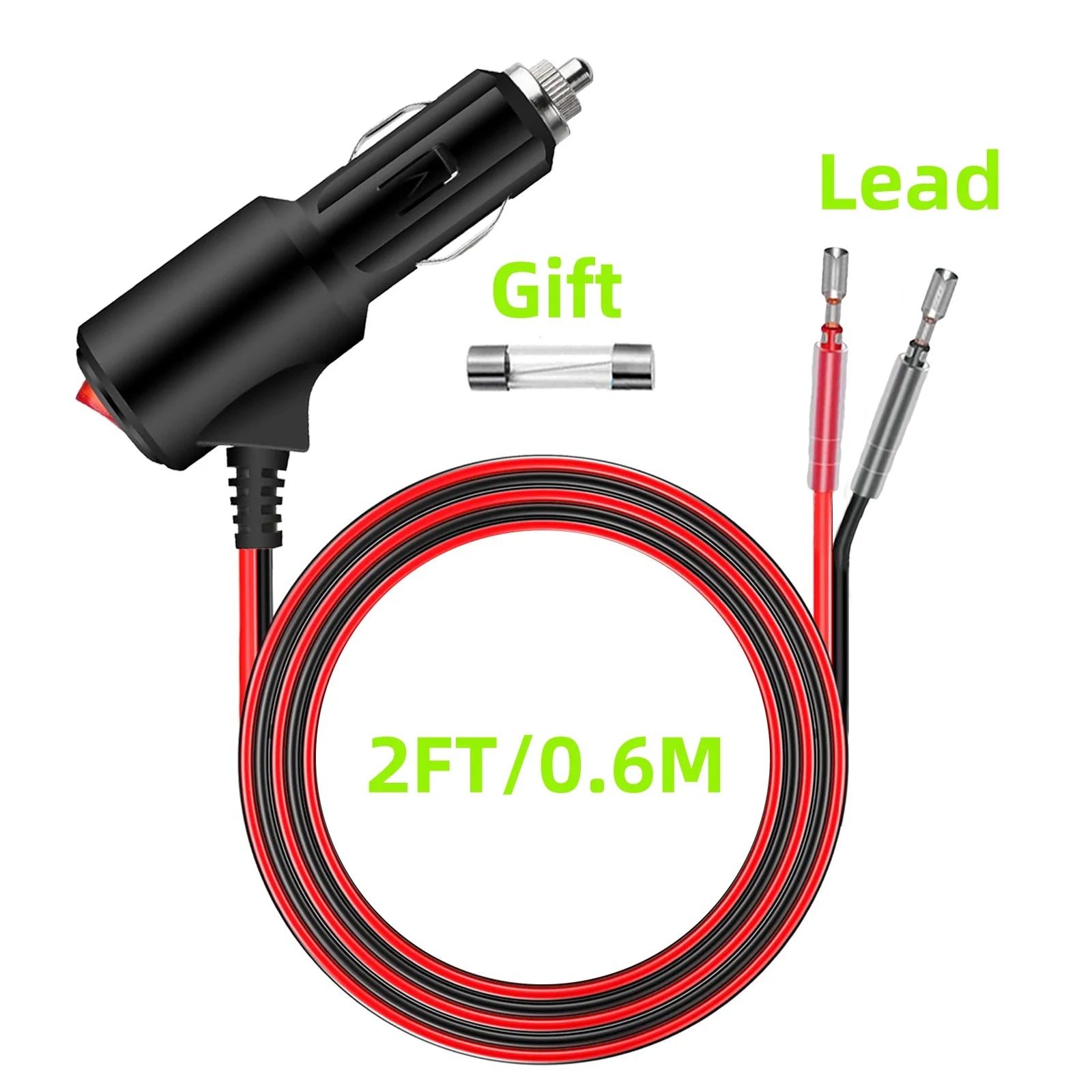 תקע מצית לרכב 12V עם מתג הפעלה ונתיך 15A