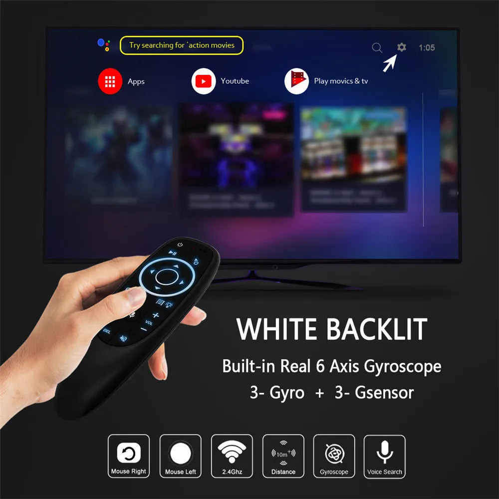 שלט חכם G10S Air Mouse עם שליטה קולית וג'יירוסקופ