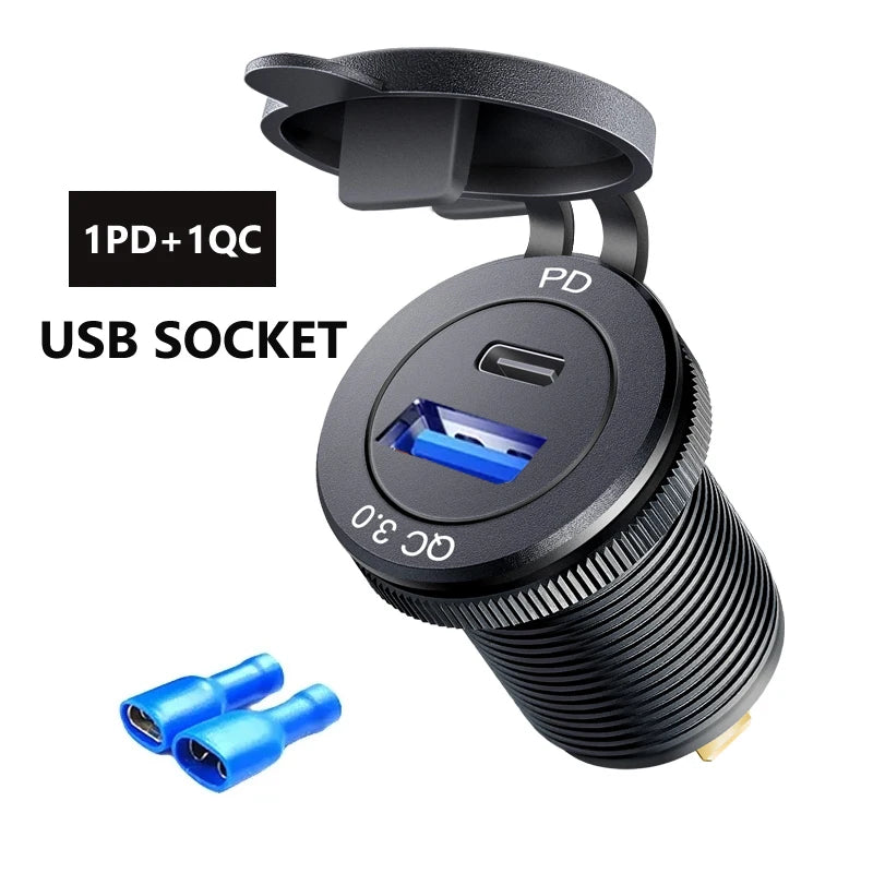 שקע טעינה USB לרכב 60W עם USB-C ו-QC 3.0
