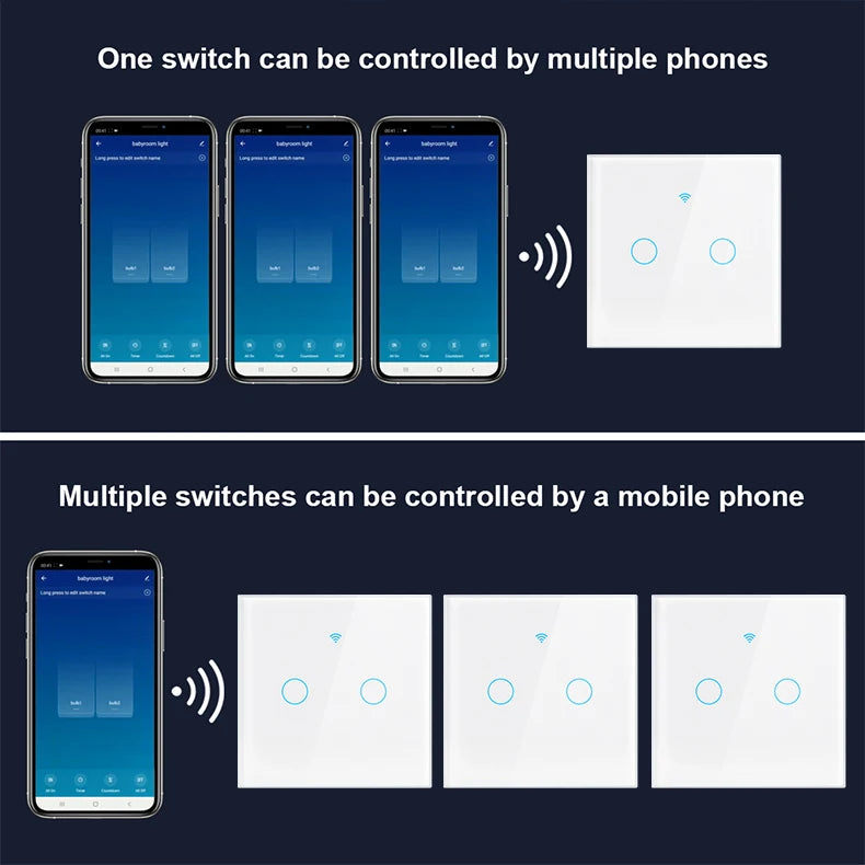 מתג תאורה חכם Wi-Fi עם מסך מגע – תואם Alexa ו-Google Home