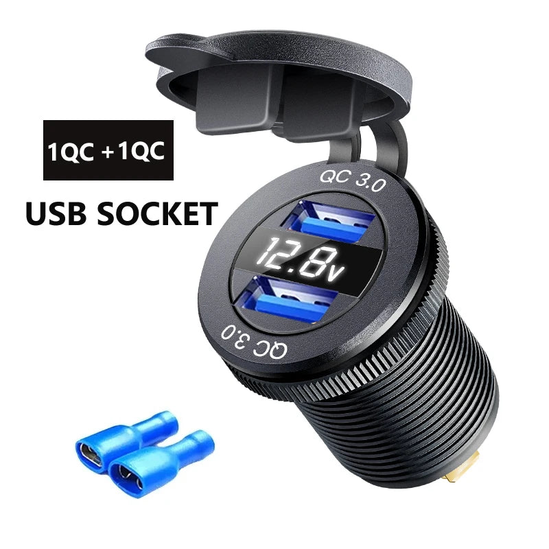 שקע טעינה USB לרכב 60W עם USB-C ו-QC 3.0