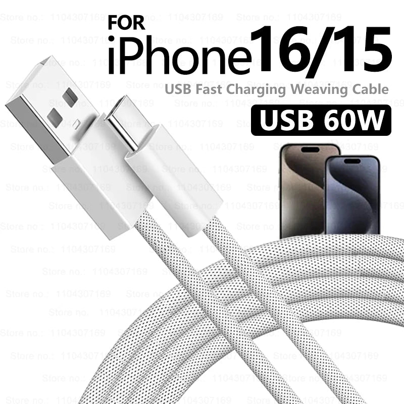 כבל USB-C קלוע עם טעינה מהירה 6A