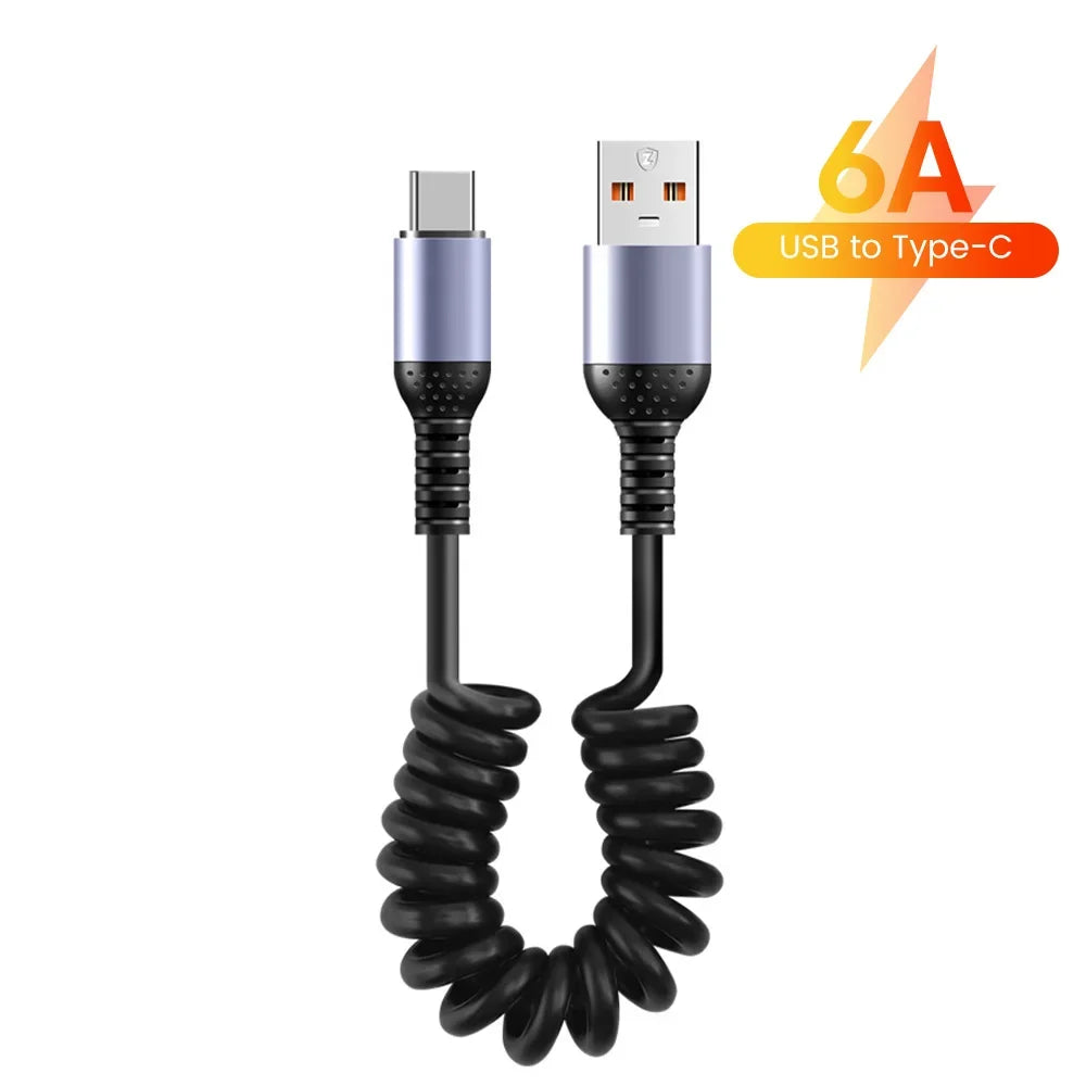 כבל USB-C נשלף עם טעינה מהירה 6A