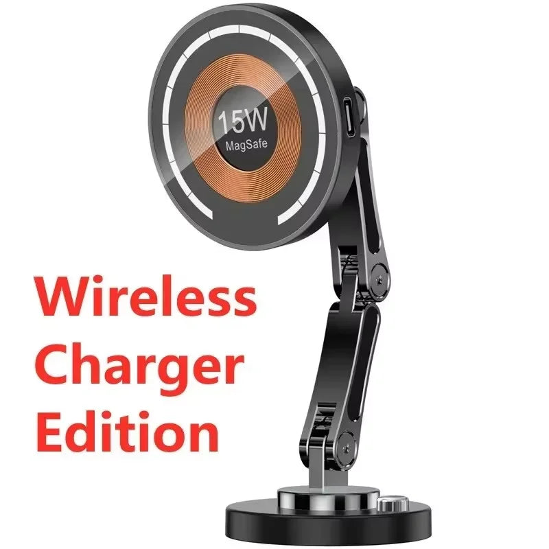 מטען אלחוטי מגנטי לרכב 15W עם זרוע גמישה ללוח המחוונים
