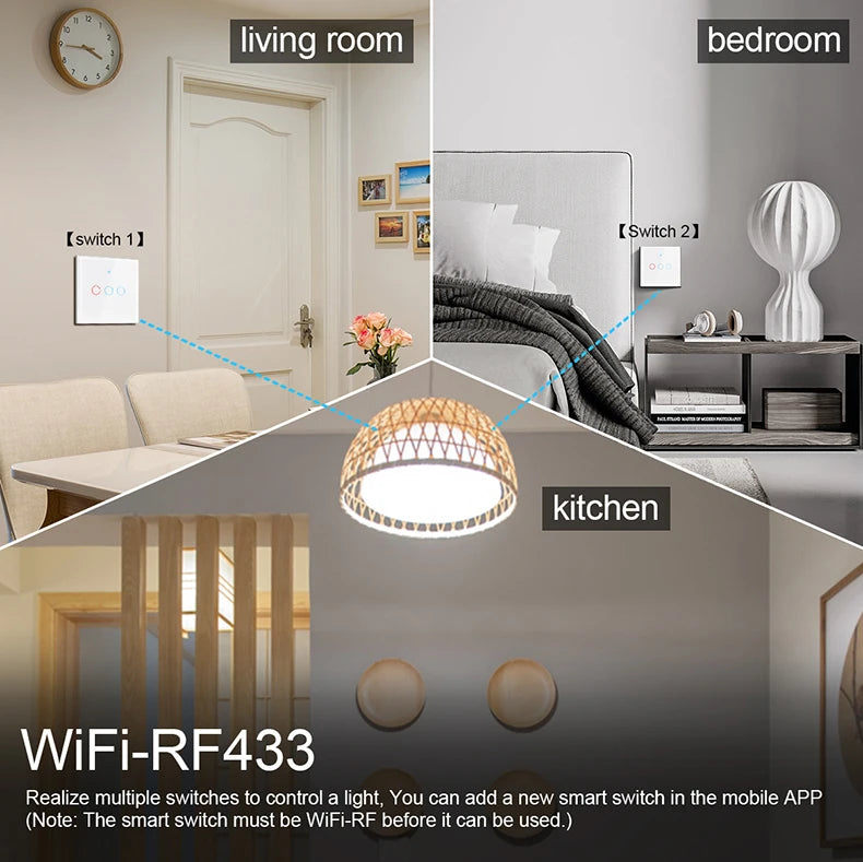 מתג תאורה חכם Wi-Fi עם מסך מגע – תואם Alexa ו-Google Home