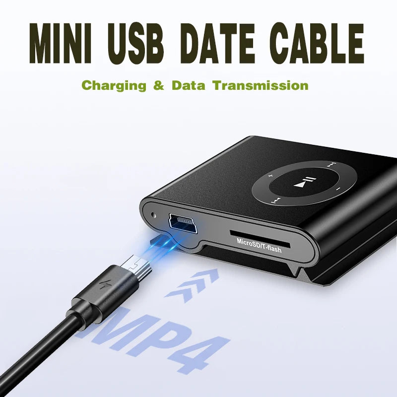 כבל Mini USB קלוע לטעינה והעברת נתונים