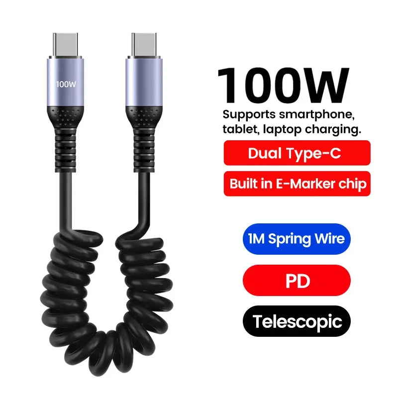 כבל USB-C נשלף עם טעינה מהירה 6A