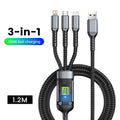 כבל טעינה מהירה 3 ב-1 USB ל-Type-C, Lightning ו-Micro USB – 100W