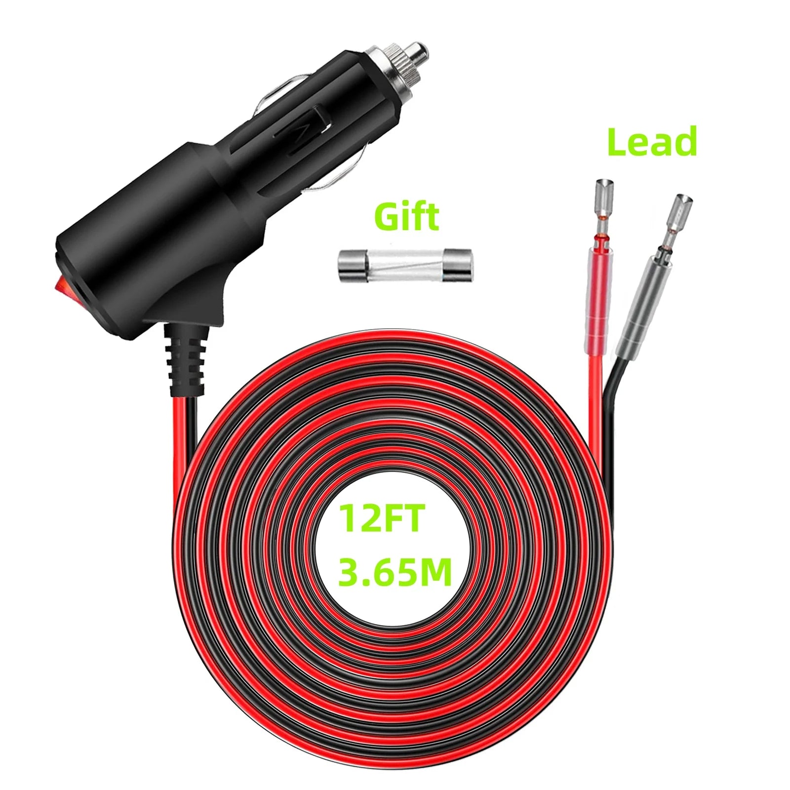 תקע מצית לרכב 12V עם מתג הפעלה ונתיך 15A