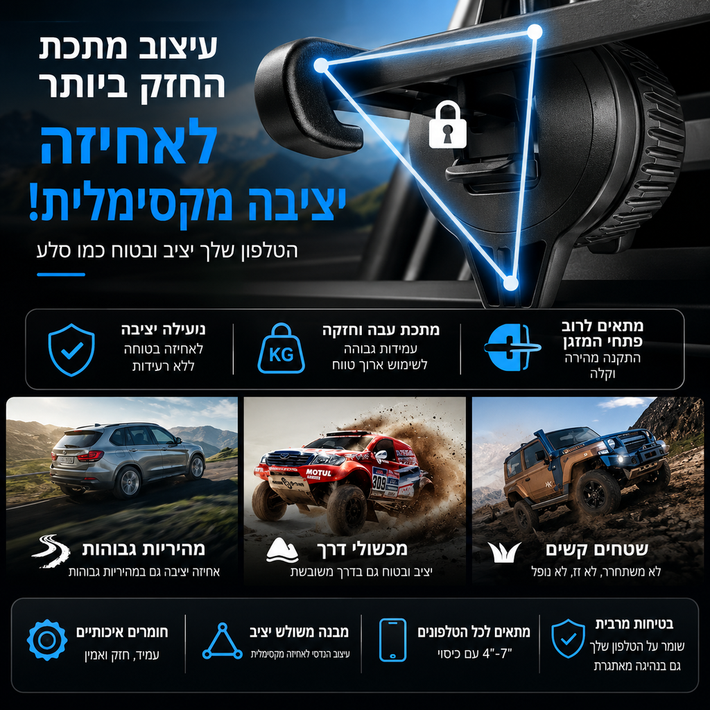 מטען מגנטי אלחוטי 15W לפתח המזגן